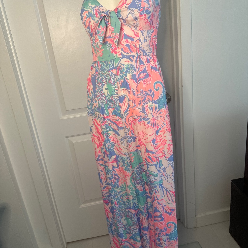 Lilly Pulitzer Pink & Green Floral Maxi Jumpsuit